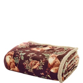 Woodland Wildlife Sherpa Throw Wine