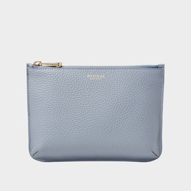 Aspinal of London sky blue pebbled leather pouch with gold-tone zip fastening