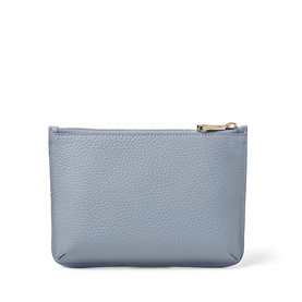 Aspinal of London Sky Blue pebbled leather pouch with gold-tone zip, back view