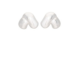 Jenny Bird Beatrix Layered Earrings in silver-tone high-polish finish, huggie-style with sculptural layered design, silver-dipped brass