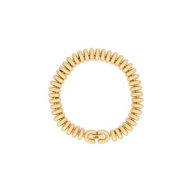 Jenny Bird gold bracelet with chunky ridged disc links and clasp fastening, 14k-gold plated steel