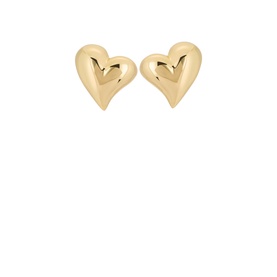 Jenny Bird Heart Button Earrings in gold-toned polished 14k-plated steel, puffed heart stud design with flat disc back