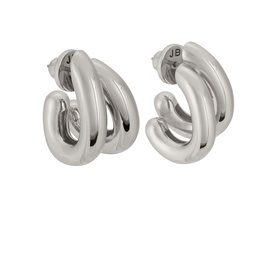 Jenny Bird Florence Double Hoop Earrings in silver, polished double hoop design with flat disc closure, silver-dipped brass