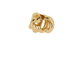 Jenny Bird Monroe Hoop Earrings in gold, featuring four polished hoop design with flat disc backing and engraved JB logo, 14k-gold plated steel