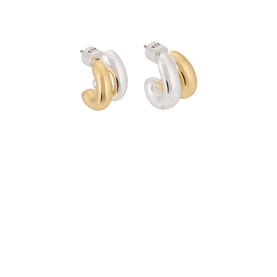 Jenny Bird Florence Mini Hoop Earrings in two-tone gold and silver, double hoop design with polished finish, flat disc backing