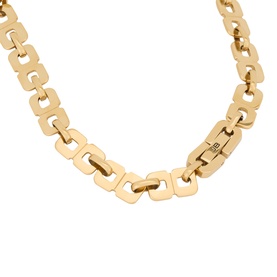 Jenny Bird Rome Chain Necklace in gold-tone, featuring polished square links and foldover closure in 14K gold plated steel.
