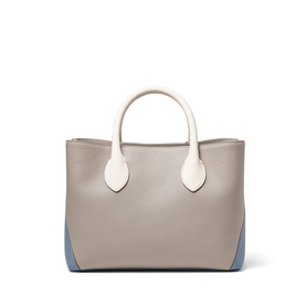 Aspinal of London Sky Blue leather tote bag with cream top handles and light blue base panel detail, no hardware visible