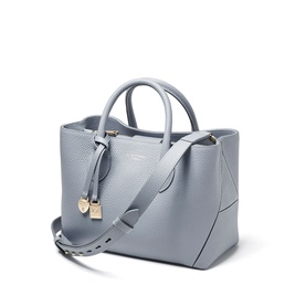 Aspinal of London sky blue pebbled leather tote bag with gold-tone hardware, dual top handles and detachable shoulder strap