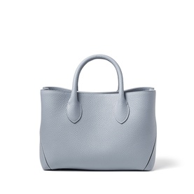 Aspinal of London sky blue pebbled leather tote bag with dual top handles and structured silhouette, silver-tone hardware