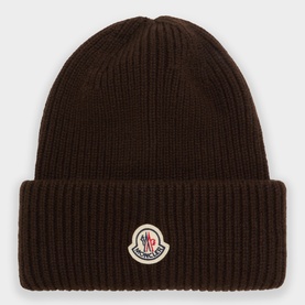 Logo Badge Ribbed Beanie Hat