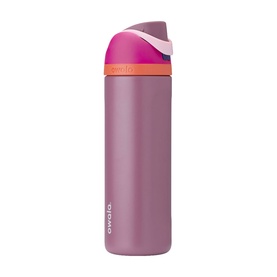 Owala FreeSip&reg; 24oz Water Bottle in Crown Jewel, mauve stainless steel with pink and orange flip lid and carry loop
