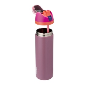 Owala FreeSip 24oz Water Bottle in Crown Jewel, mauve stainless steel with pink, orange and purple flip lid and built-in straw spout