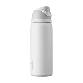 Owala FreeSip insulated stainless steel water bottle in white with flip-top lid and built-in straw spout