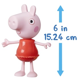 Peppa Pig figure in pink and red dress, approx 6 inches tall, shown with size guide arrows indicating 15.24cm height