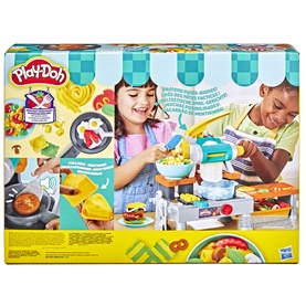 Play-Doh multicolour kitchen and burger restaurant playset with moulds, accessories and compound included, boxed