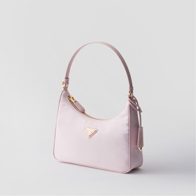 Prada Accessories pink nylon mini shoulder bag with gold-tone triangle logo hardware and single top handle