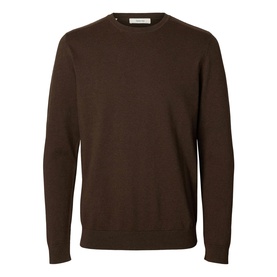 Selected Berg Knitted Sweater in Delicioso Melange, crew neck, long sleeves with ribbed cuffs, 100% cotton