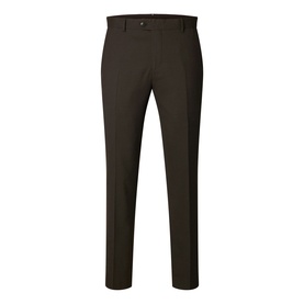Selected Neil Slim Suit Trousers in Delicioso brown, zip fly, ironed crease, front and back pockets, slim cut