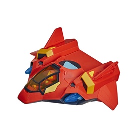 Superheroes multi-coloured red, yellow and blue transforming robot or vehicle toy with opening wings and face detail