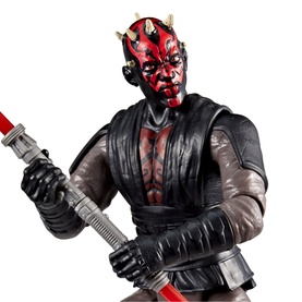 Superheroes Star Wars Darth Maul action figure with red lightsaber, detailed black robes and red horned head, multi-coloured collectible toy