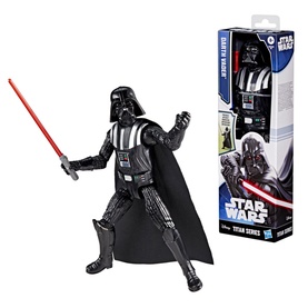 Superheroes Star Wars Titan Series Darth Vader action figure in black armour, holding red lightsaber, with packaging shown alongside