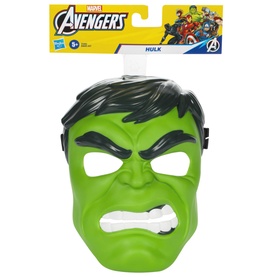 Marvel Avengers Hulk green plastic face mask toy with moulded facial features and black hair detail, for children aged 5+