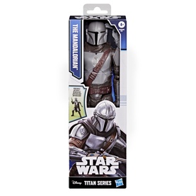 Star Wars Titan Series The Mandalorian action figure in silver beskar armour, packaged in illustrated box