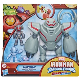 Marvel Iron Man Awesome Friends Ultron Giant Armour toy set with robot armour, small figure and mini figurine, multi-coloured