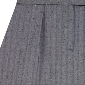 Maje Womens French Dress in grey pinstripe fabric with scattered crystal embellishments and side pocket detail.