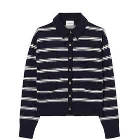 Minouche Striped Knitted Polo Cardigan