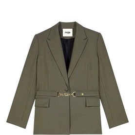 Single-Breasted Belted Suit Jacket