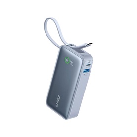 Anker Nano 10000mAh Power Bank 30W, black, with built-in USB-C cable, USB-C and USB-A ports, LED indicator