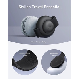 Anker MagGo 3-in-1 Wireless Charging Station in black, showing foldable silicone strap design and skin-friendly textured surface.