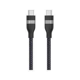 Anker 0.9m 240W Braided USB-C to USB-C Cable in black, with woven textile sleeve and moulded connector ends