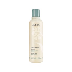 Aveda Shampure Calming Body Wash, 250ml bottle with soft teal pump cap and botanical label design