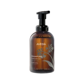 Aveda Shampure Calming Foaming Hand Wash in amber glass pump bottle with black pump dispenser, 340ml