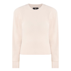 Barbour International Cyrus Dropped-Shoulder Sweater in Nutmeg, ribbed cotton knit with balloon sleeves, cinched cuffs and round neck