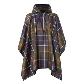 Barbour poncho in multi classic tartan check with hood and half-zip, 100% polyester, one size