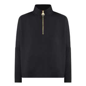 Barbour International Kemora Logo Half-Zip Sweatshirt in black with gold-toned half-zip fastening, long sleeves and straight hemline.