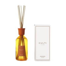 Culti Milano Orange Aramara Diffuser 500ml with amber glass bottle, terracotta cap, reed sticks, and white gift box