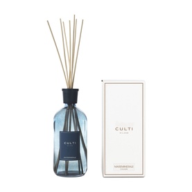 Culti Milano Blue Mareminerale Diffuser 1L, blue glass bottle with black cap, reed sticks, shown with white gift box