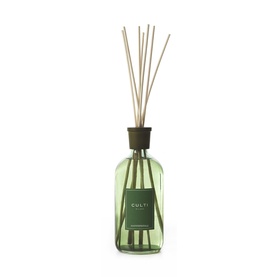 Culti Milano Green Th&eacute; Diffuser 1L in sage green glass bottle with dark stopper and natural reed sticks