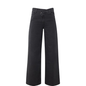 Marc O Polo dark grey wide-leg jeans with pinstripe detail, high waist, 99% cotton denim, flat lay view