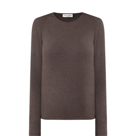 Marc O Polo Stone Brown Melange long-sleeve crew-neck T-shirt in modal-cotton blend, relaxed fit