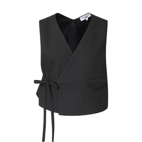 Marc O Polo black wrap vest with V-neckline, side tie fastening, and single chest pocket