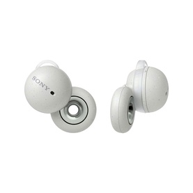 Sony Linkbuds True Wireless Earbuds in white, open-ring driver design with compact rounded form, shown as a pair