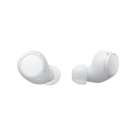 Sony In-Ear True Wireless Earbuds in white, compact rounded design with silicone ear tips, shown as a pair