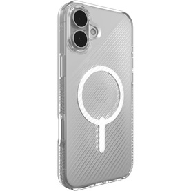 Zagg Luxe Snap Graphene-Reinforced Case for iPhone 16 Plus in clear, with MagSafe ring and textured panel design