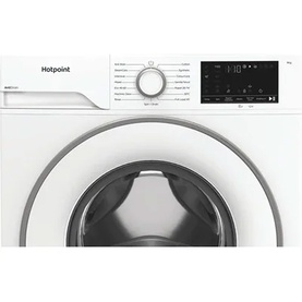 Hotpoint 8kg 1400 Spin Washing Machine in white, front-load design with circular door and digital control panel.