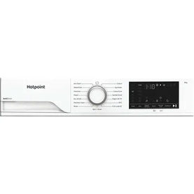 Hotpoint 8kg 1400 Spin Washing Machine in white, close-up of control panel with digital display and programme dial